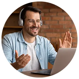 Man using a laptop for a video call